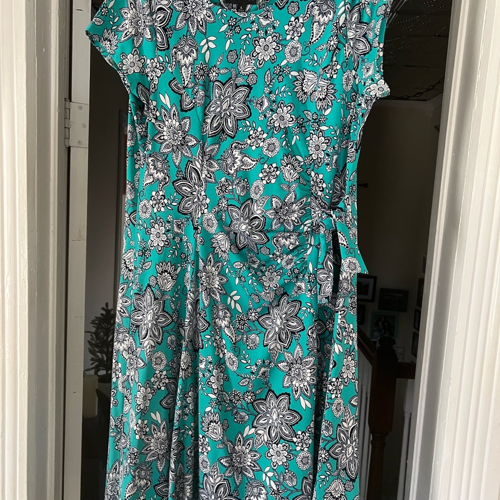 Floral Teal and Gray Dress